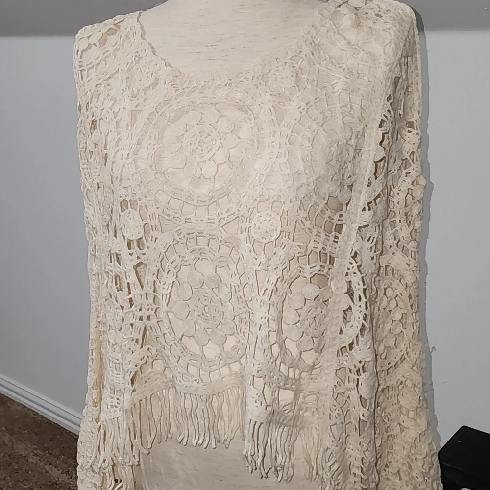 ☀️Bibi Cream Crochet Fringe Bohemian